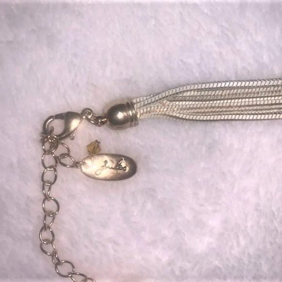 Set 2 Jules Multi-strand "liquid silver" blue/white necklaces - Picture 6 of 8